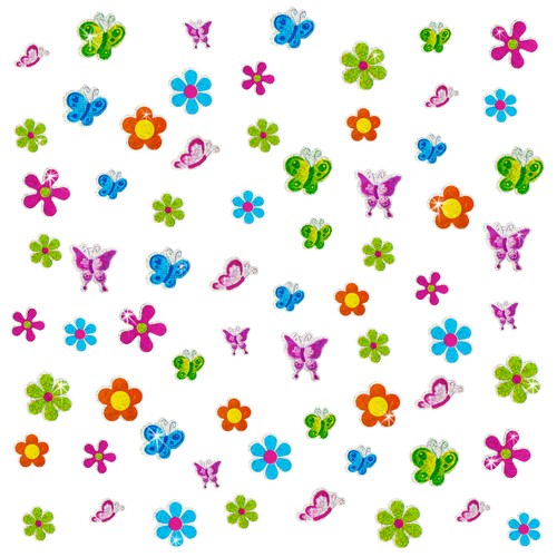 Glitzer sticker blumen - x,